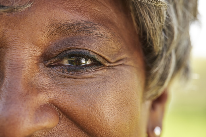 A close up of a middle-aged woman's eye.