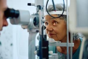 Elderly,Woman,Having,Her,Eyesight,Checked,At,Ophthalmology,Clinic.